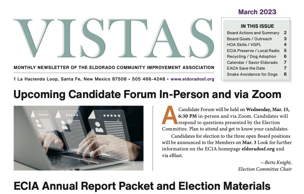 March Vistas Community Newsletter Now Available