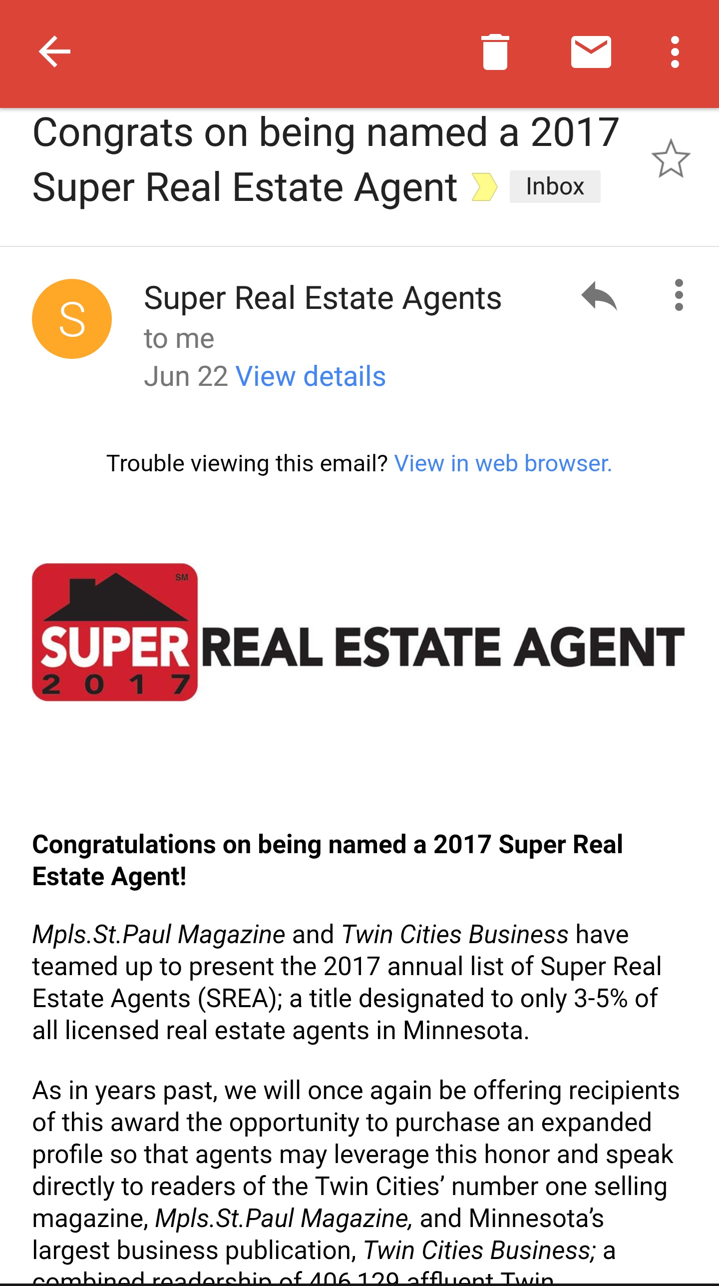 Sarah Marrinan - Super Real Estate Agent 2017