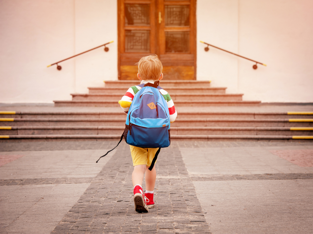 pupil entering the school