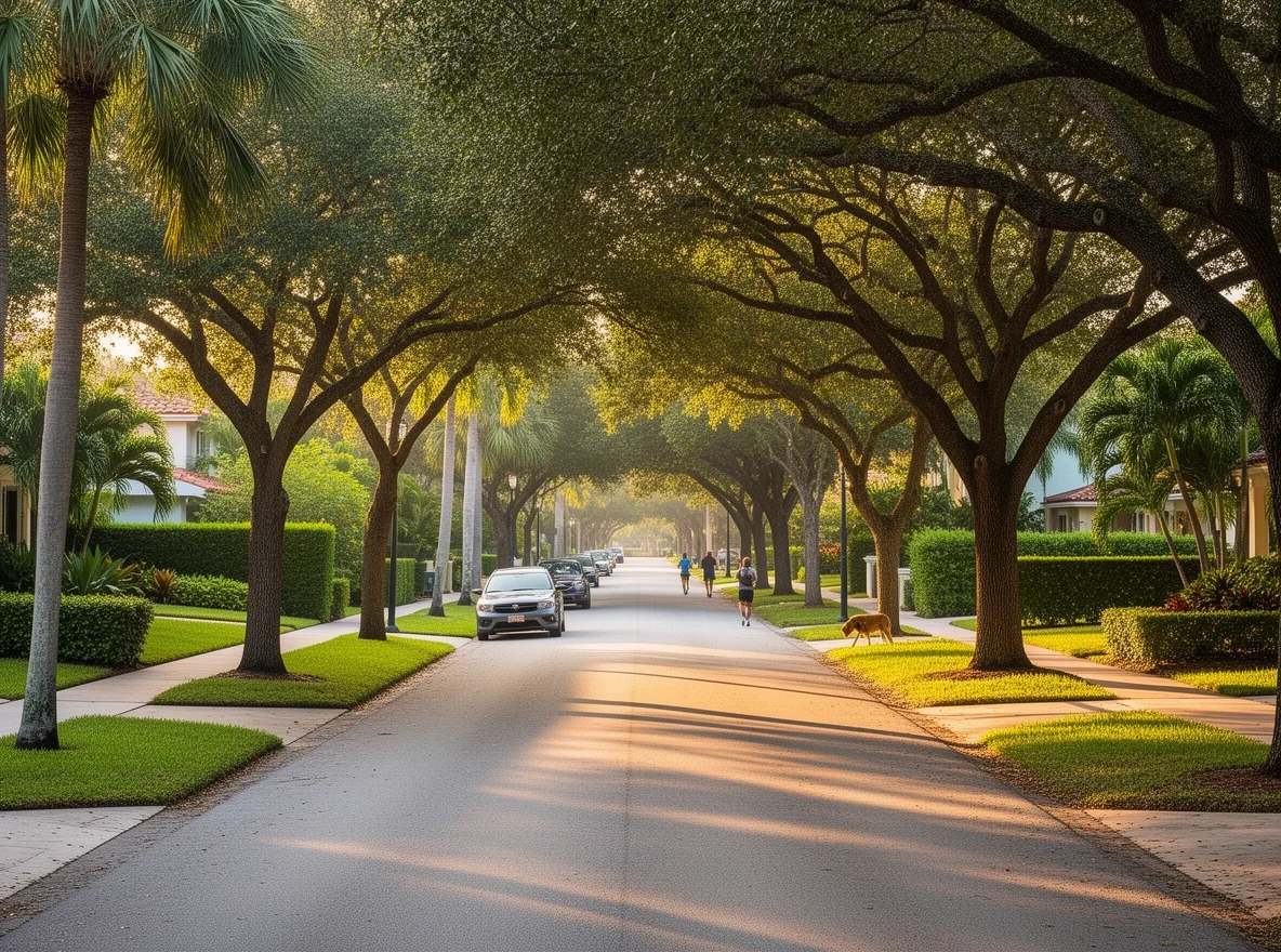 Leafy neighborhood street in Biscayne Park
