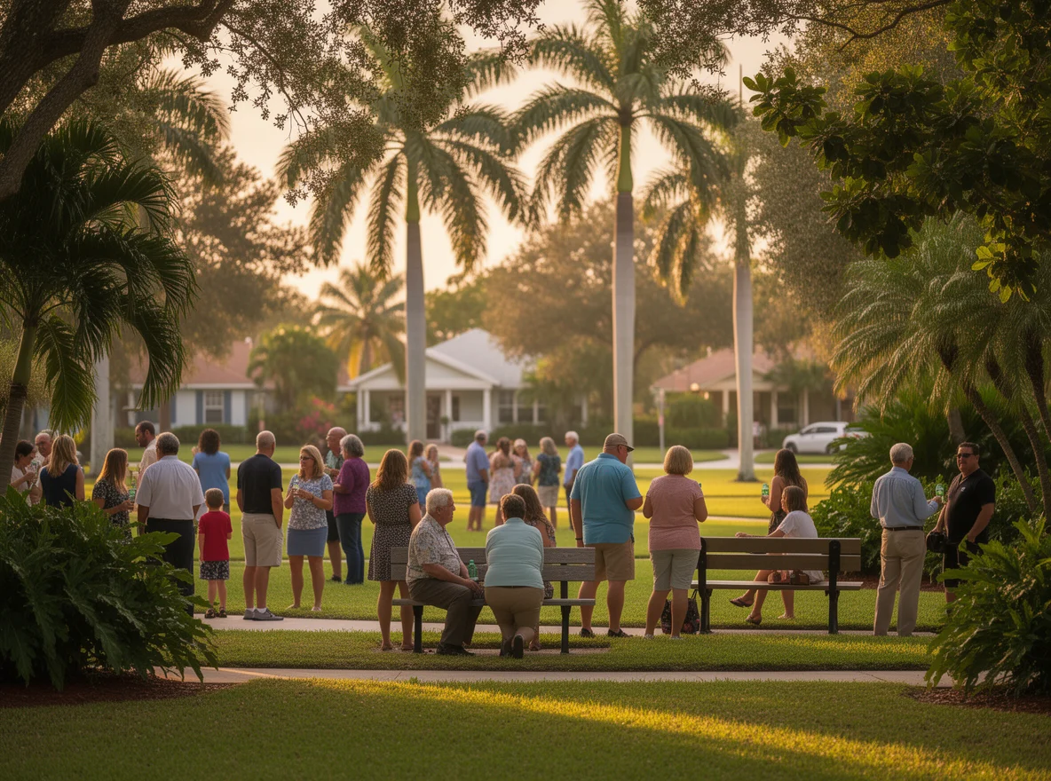 Relaxed community scene in a leafy neighborhood park