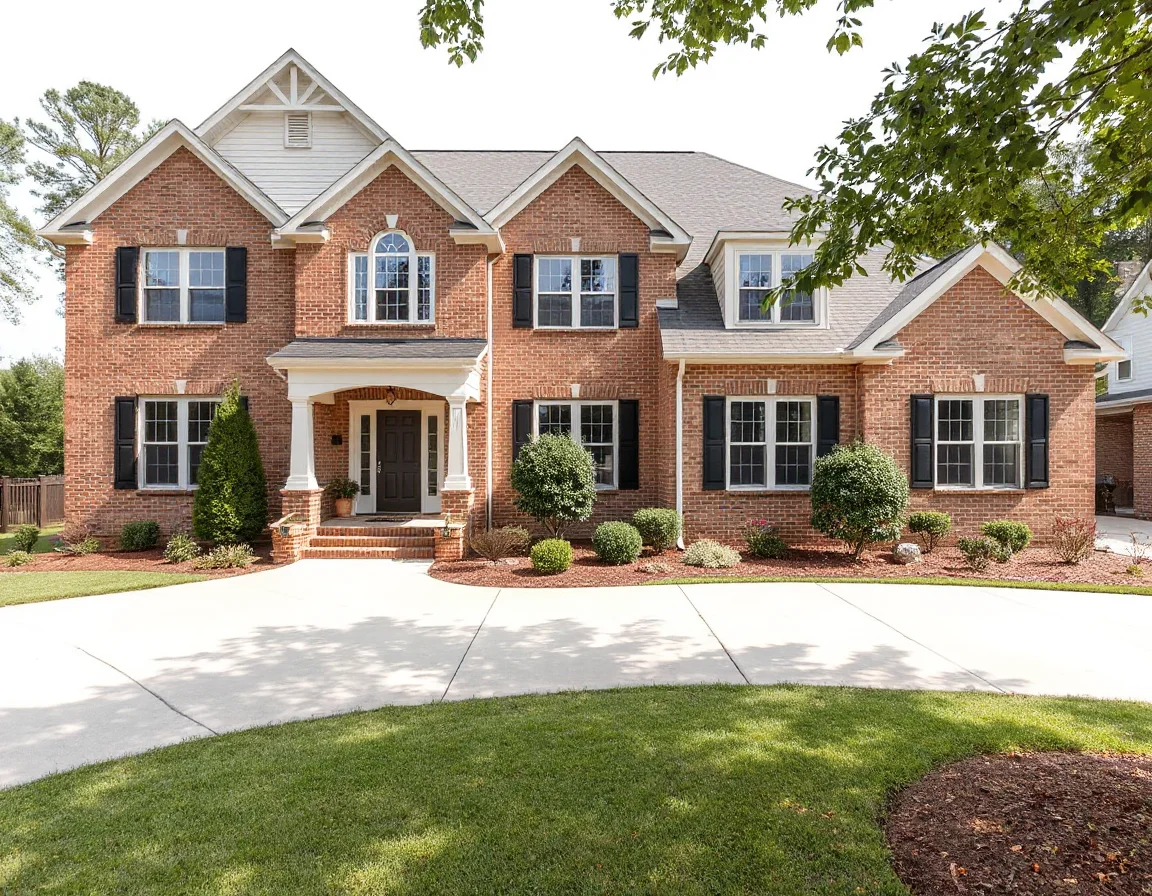 Freshly maintained Braselton home exterior with landscaping