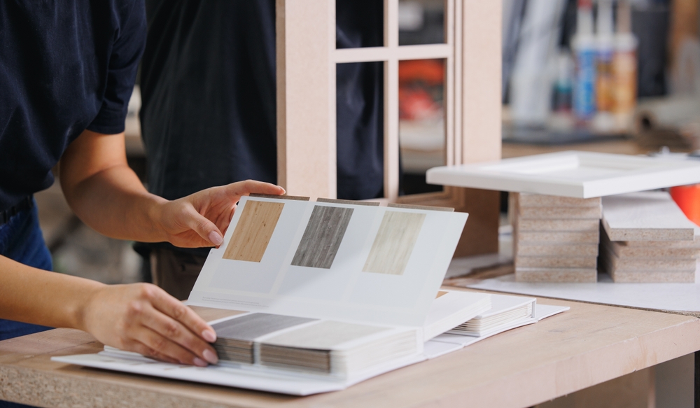 woman checking for color palette