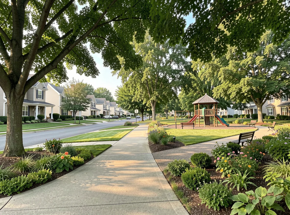 Neighborhood streetscape in Ridgefield, Washington