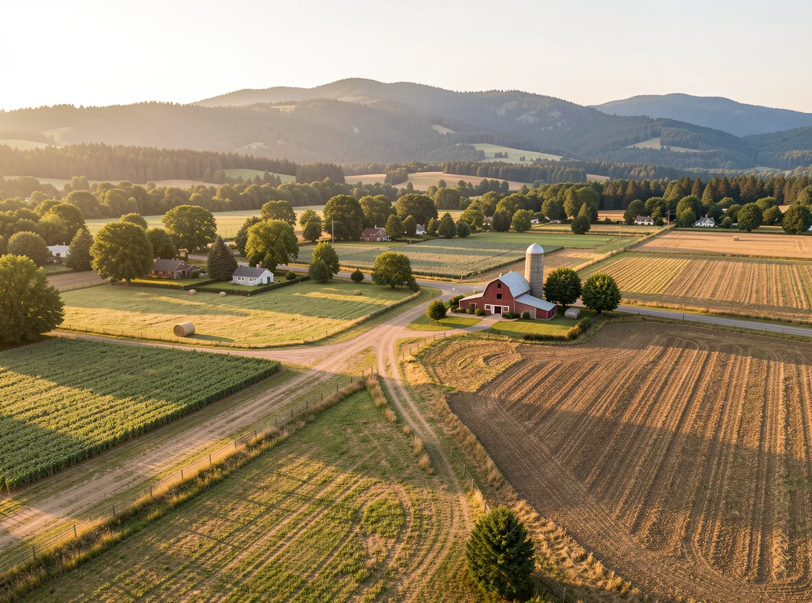 Rural landscape and homes in Woodland, Washington