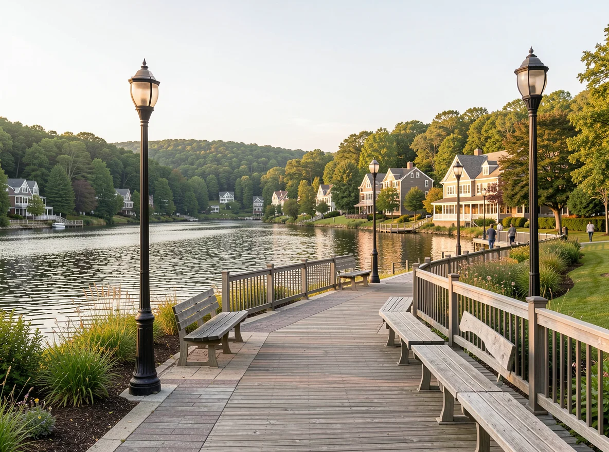 Scenic waterfront landscape in Southbury