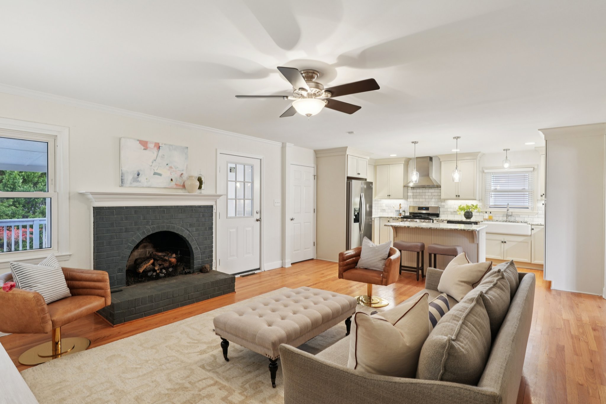 open-kitchen-family-room-ranch-charlotte.jpg Open kitchen flowing into family room in South Charlotte ranch home