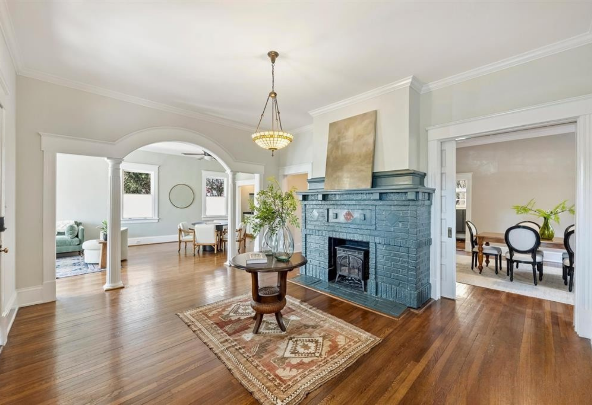 Interior of Dilworth home with 10 foot ceilings and preserved historic features