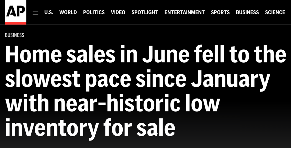 AP headline about low housing inventory