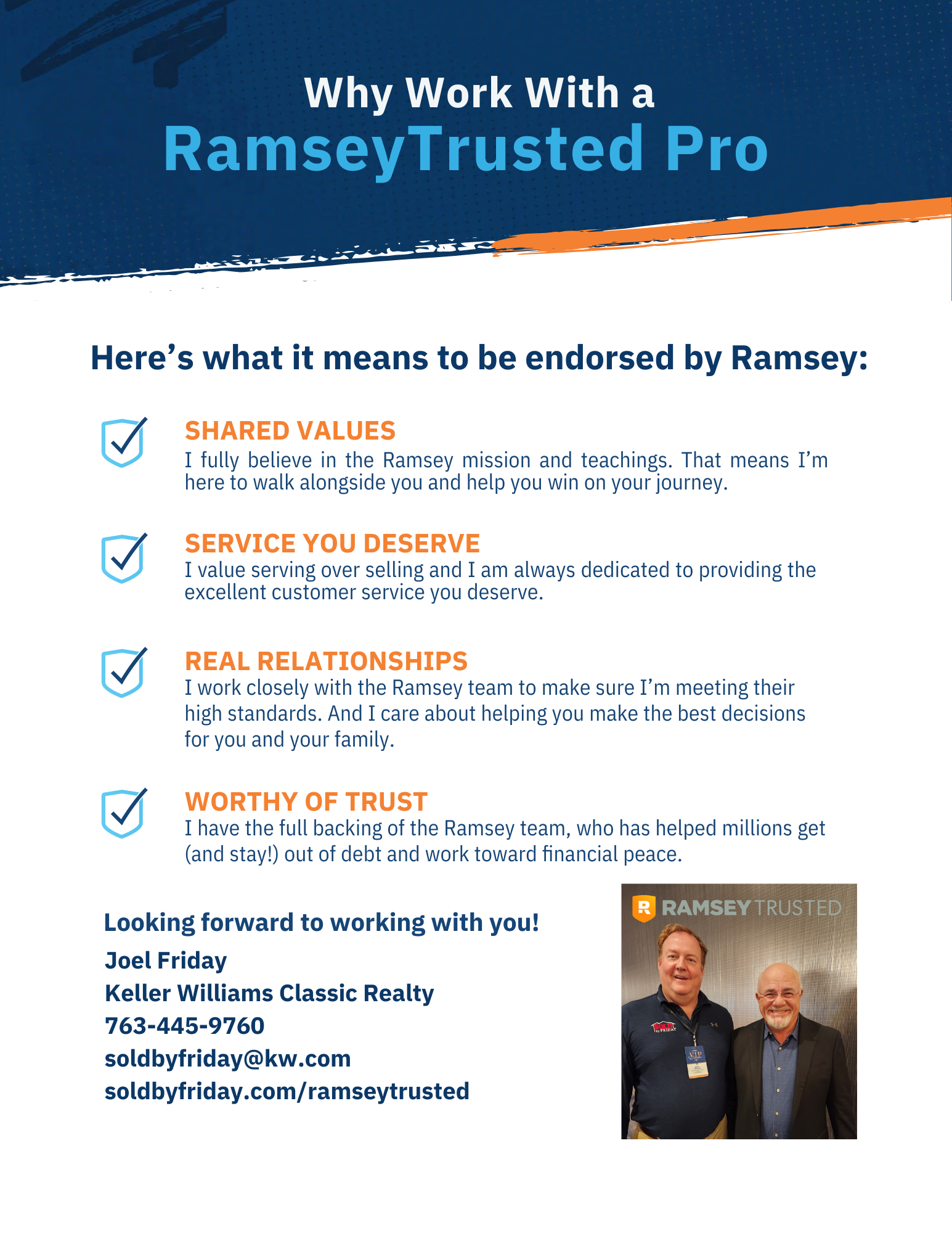 Dave Ramsey and Joel Friday your Ramsey Trusted realtor
