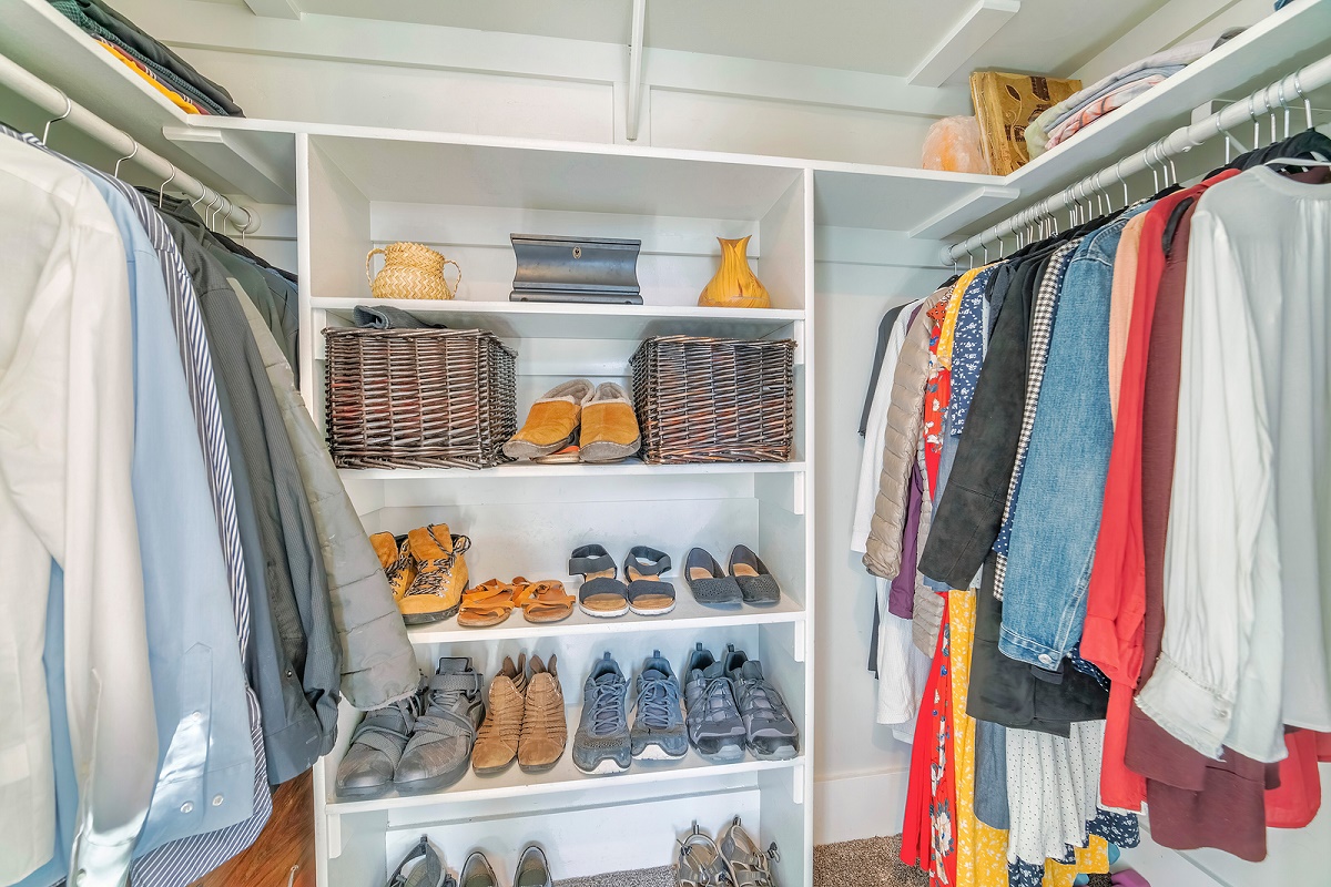 Organized walk-in closet