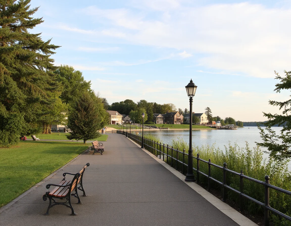 Lakeside path and water in Wakefield