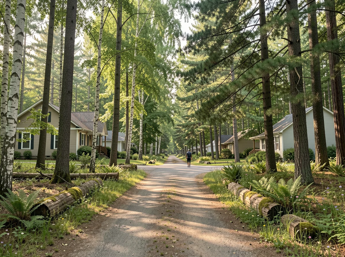 Wooded residential road and natural scenery in Wappapello, Missouri