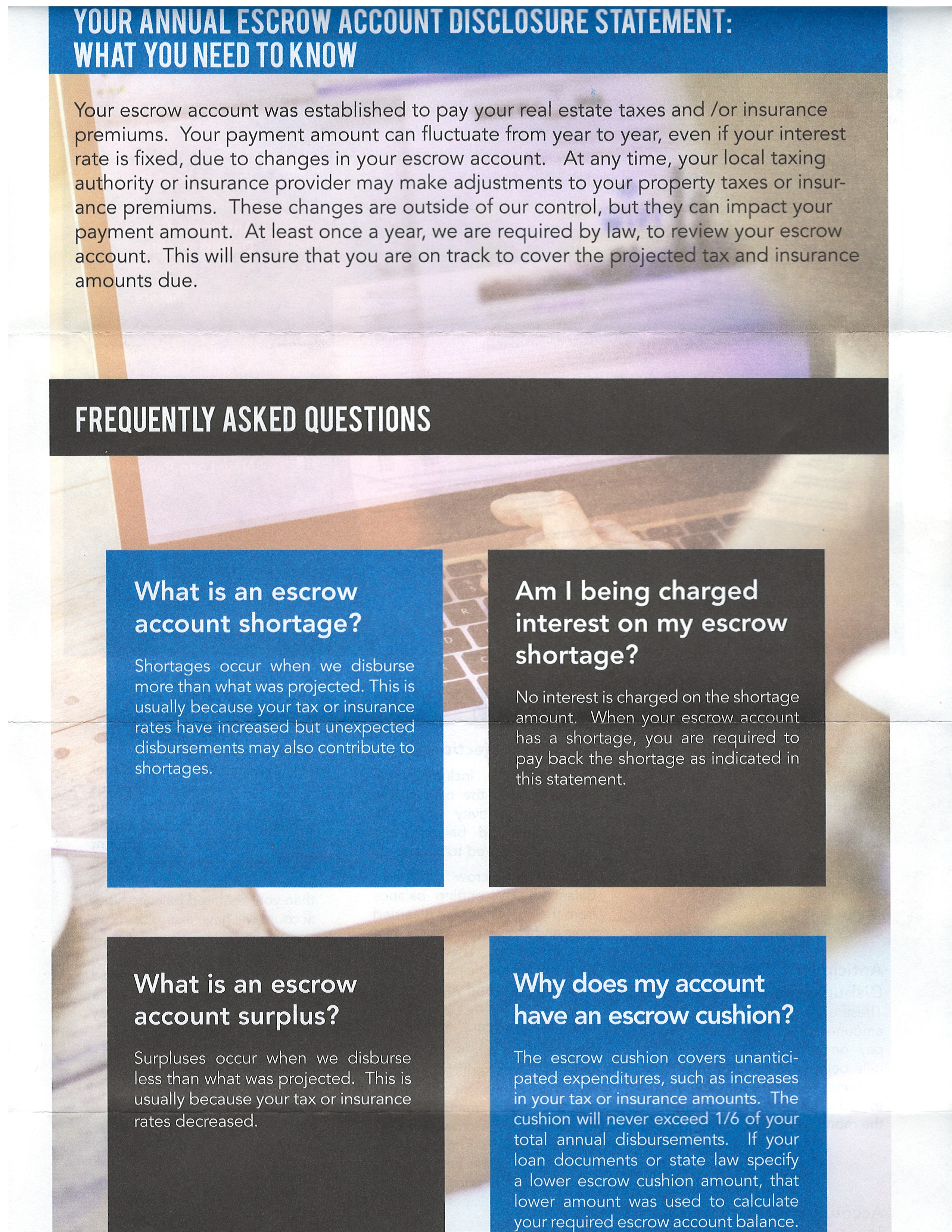 Escrow account information