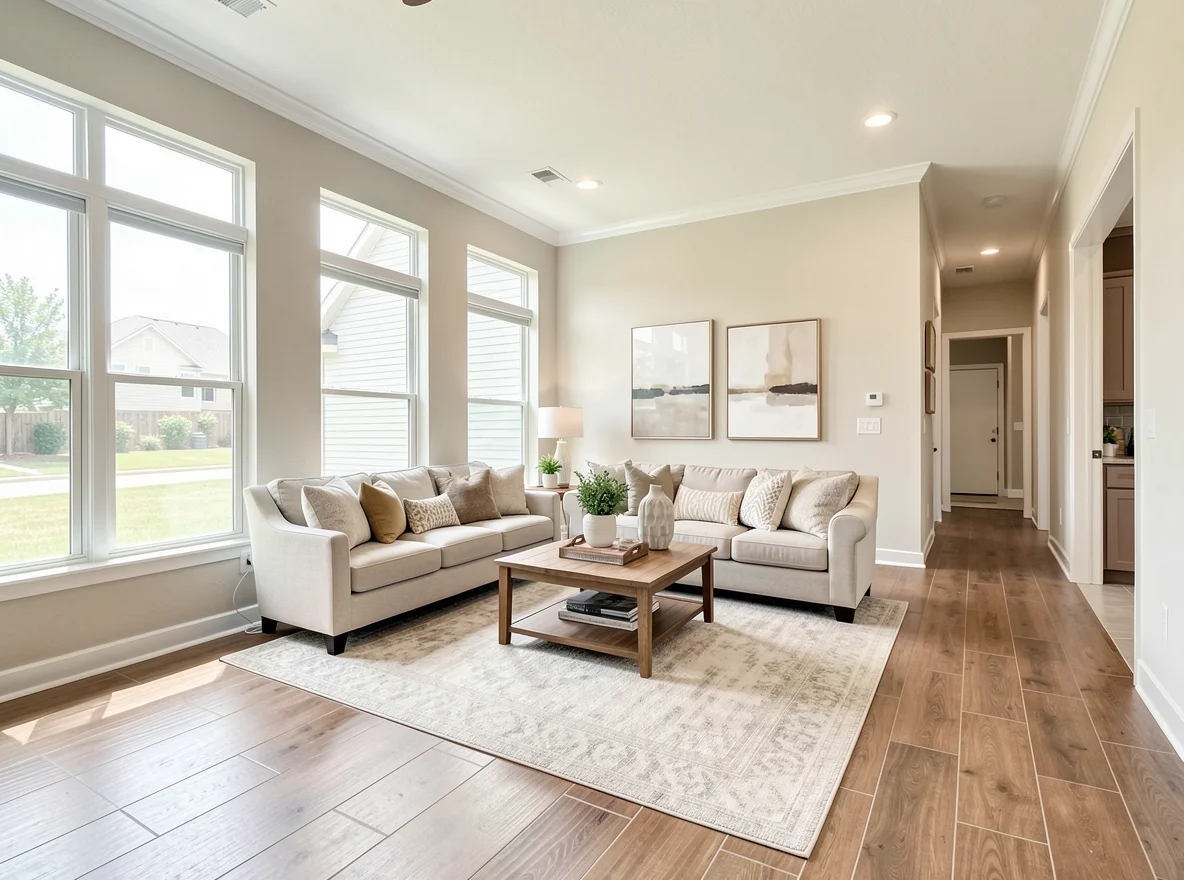 Open concept living area in a Pearland home