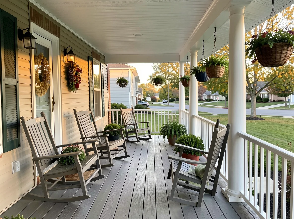 Welcoming front porch at a Mechanicsburg home