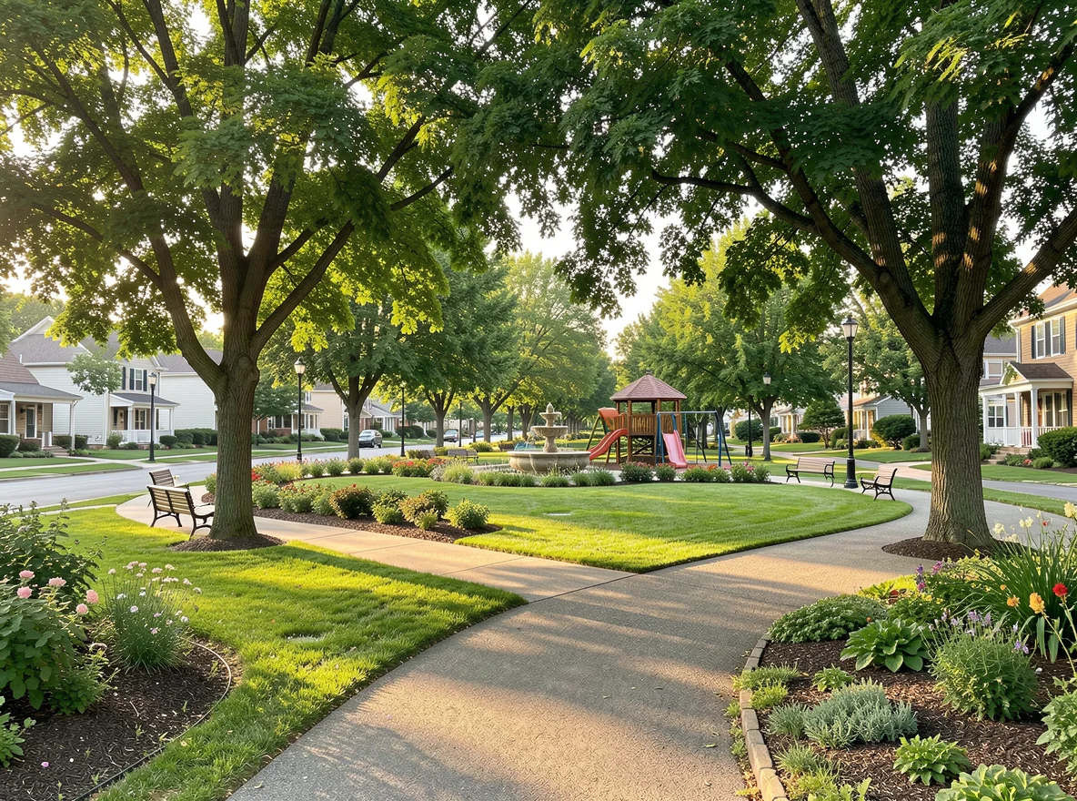 Neighborhood park in a small-town setting