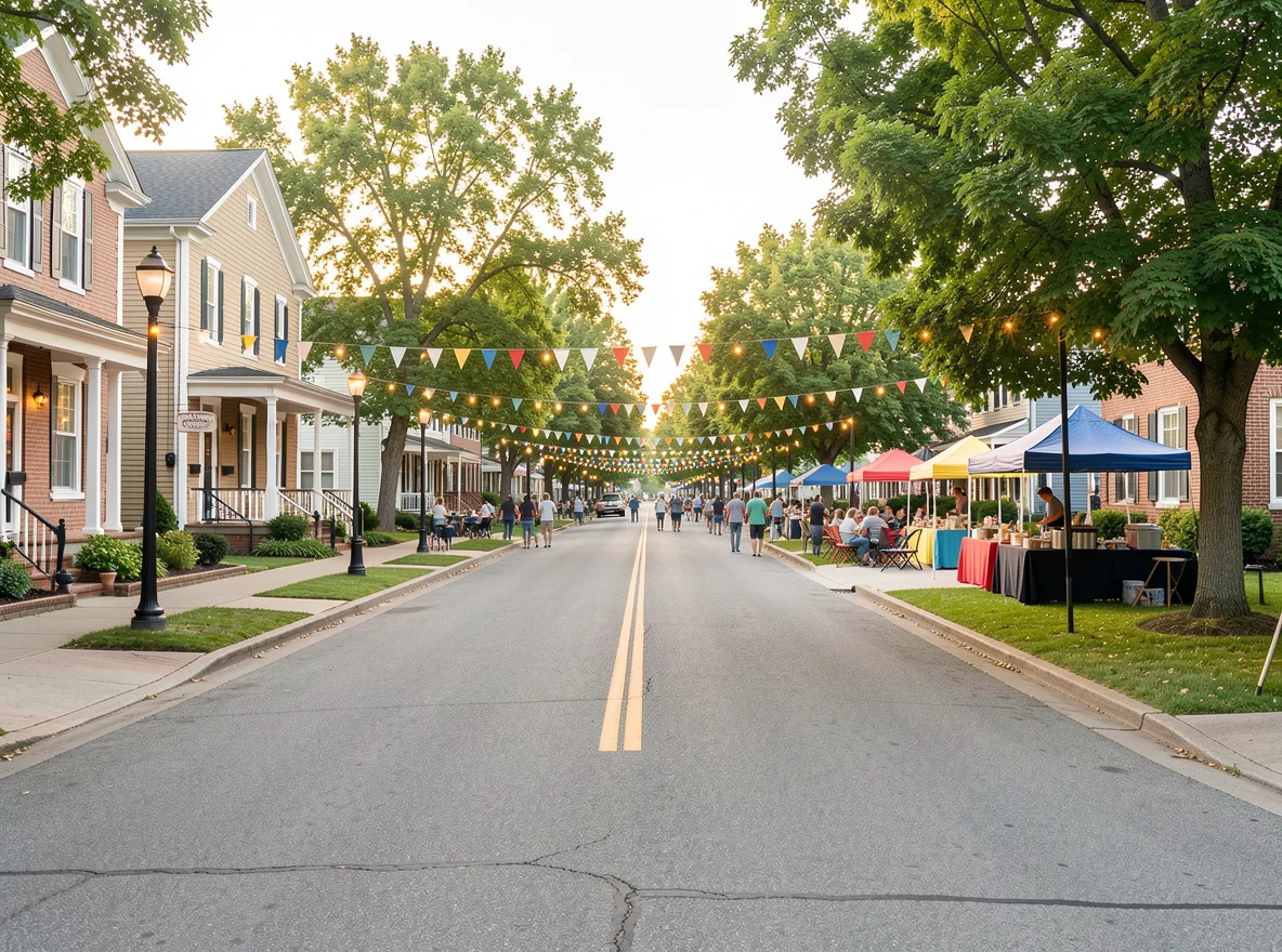 Small-town community setting