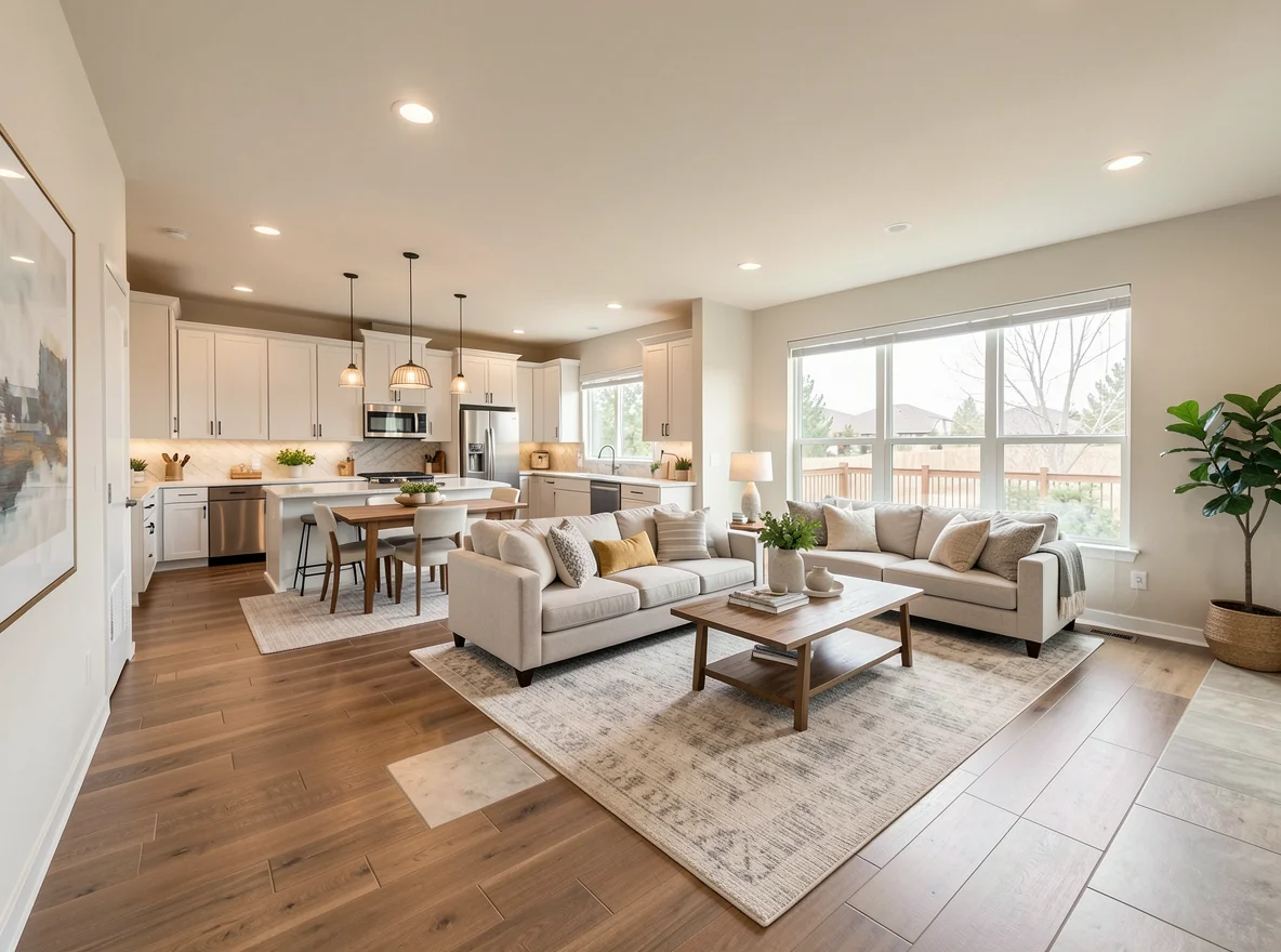 Open-concept interior in a move-up home