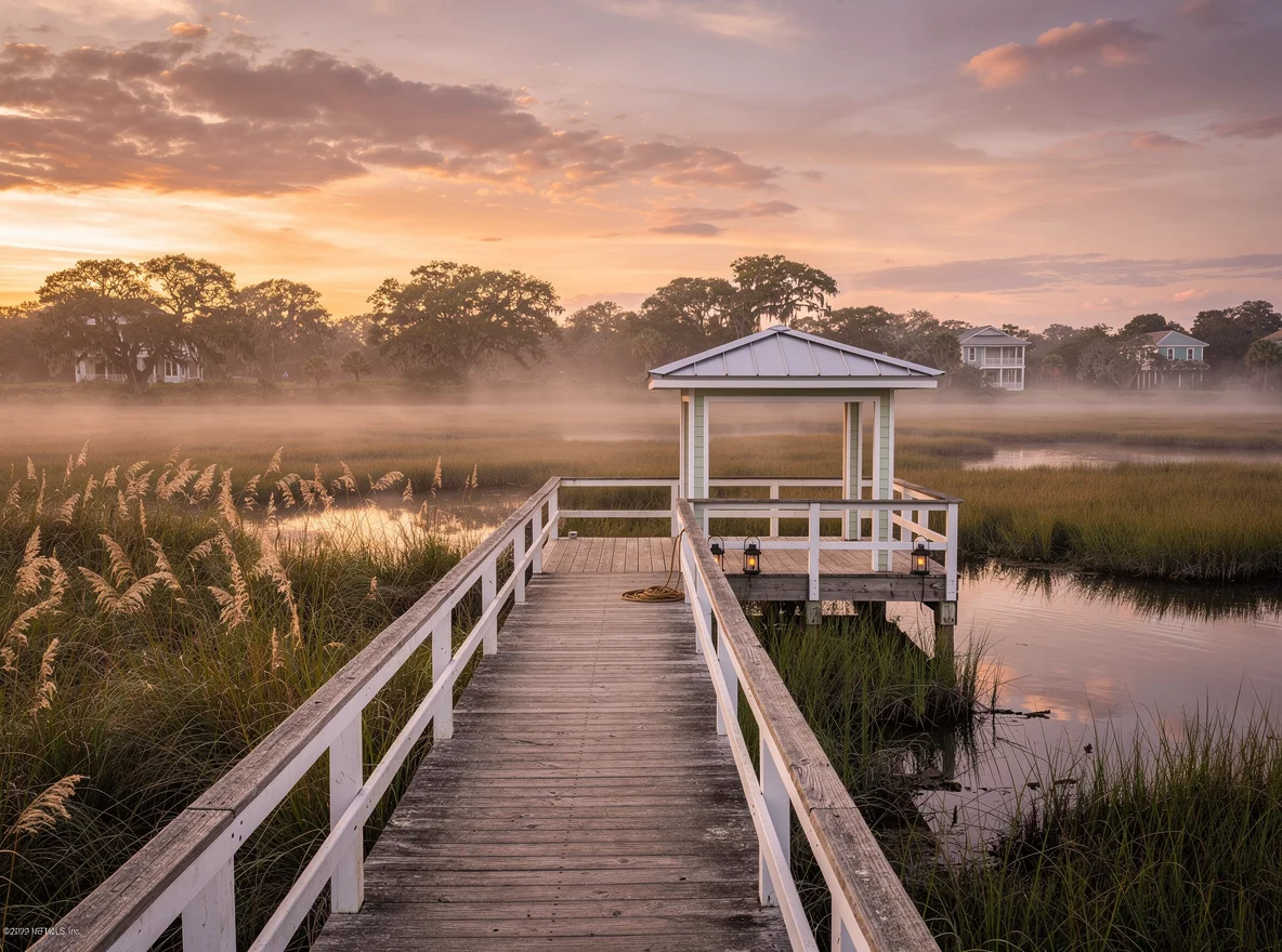 Coastal marsh overlook near St. Augustine at sunset