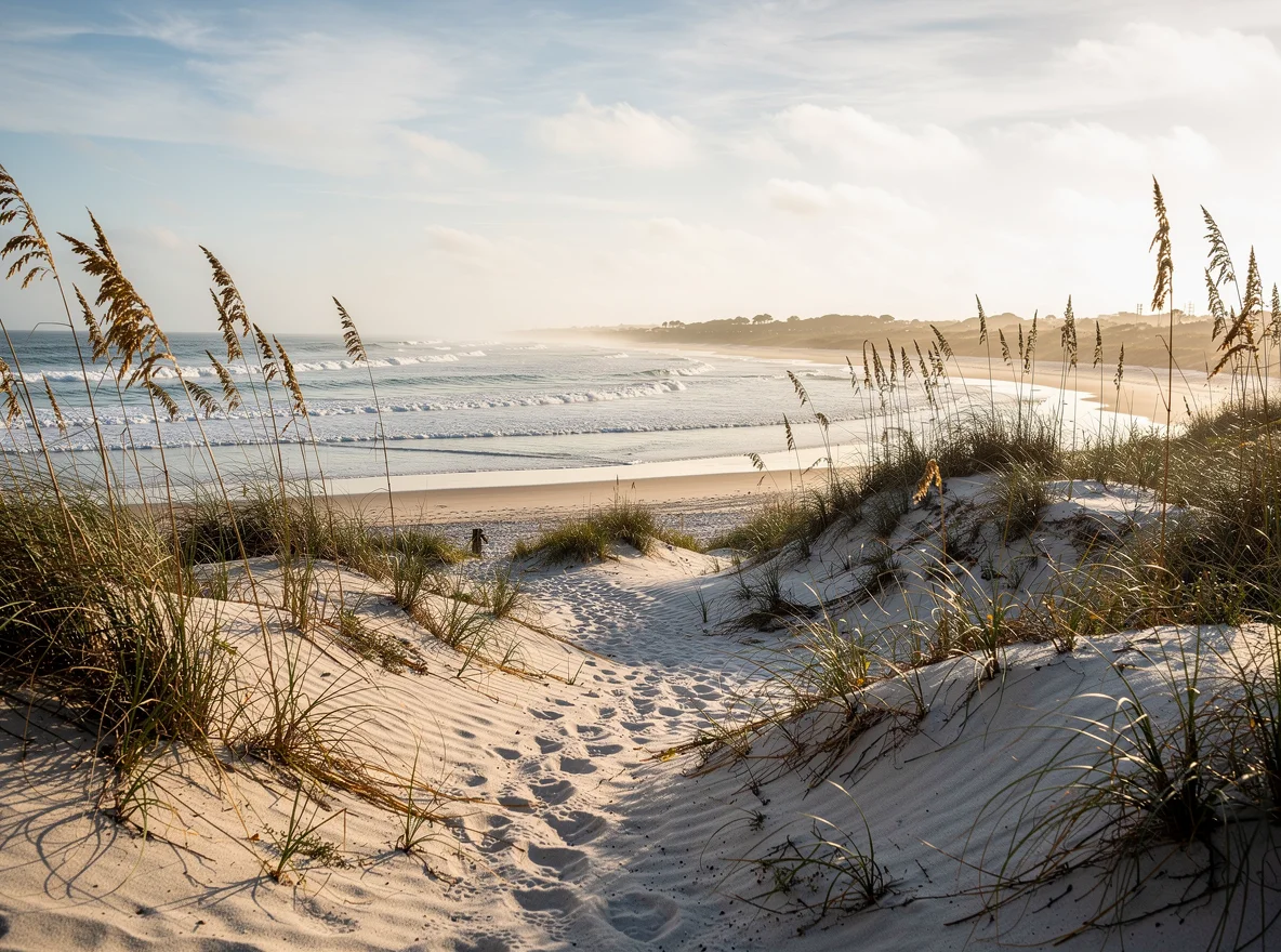 Dune-lined shoreline in Ponte Vedra Beach, Florida