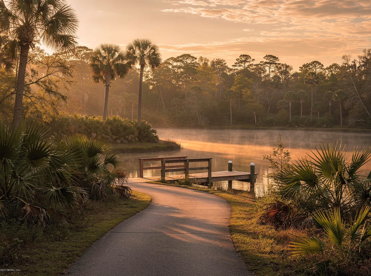 Nature preserve trail and water view in Northeast Florida