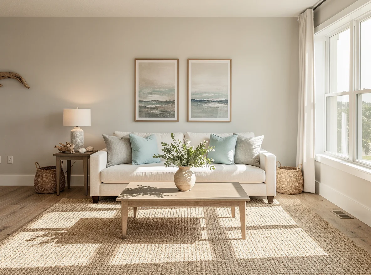 Bright coastal living room with natural light in St. Augustine
