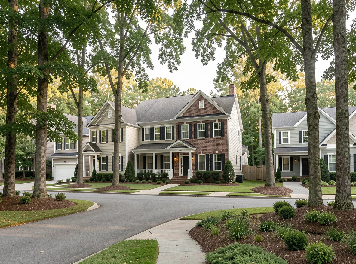 Tree-lined residential street in Dunwoody, Georgia