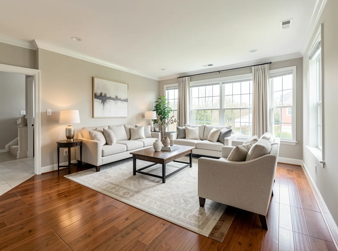 Refined staged interior in Sandy Springs