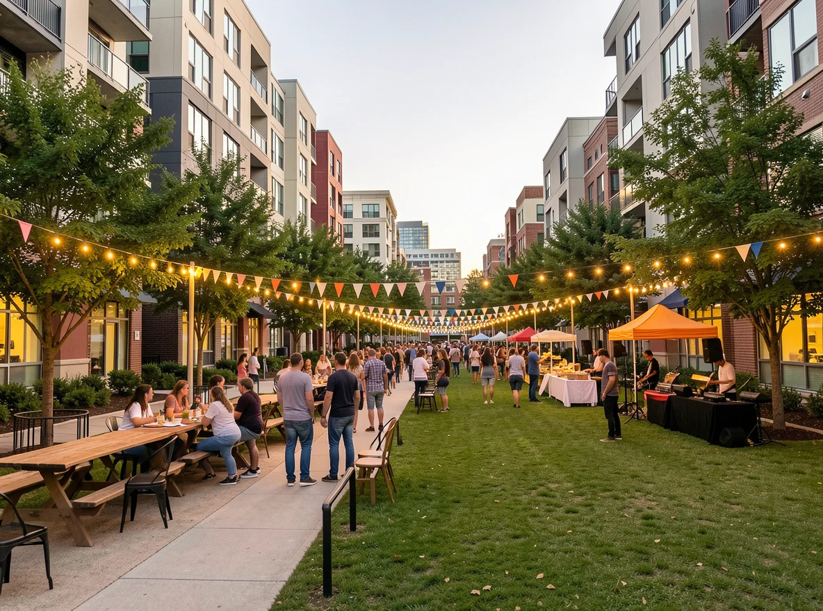 Urban residential community scene in Midtown Atlanta