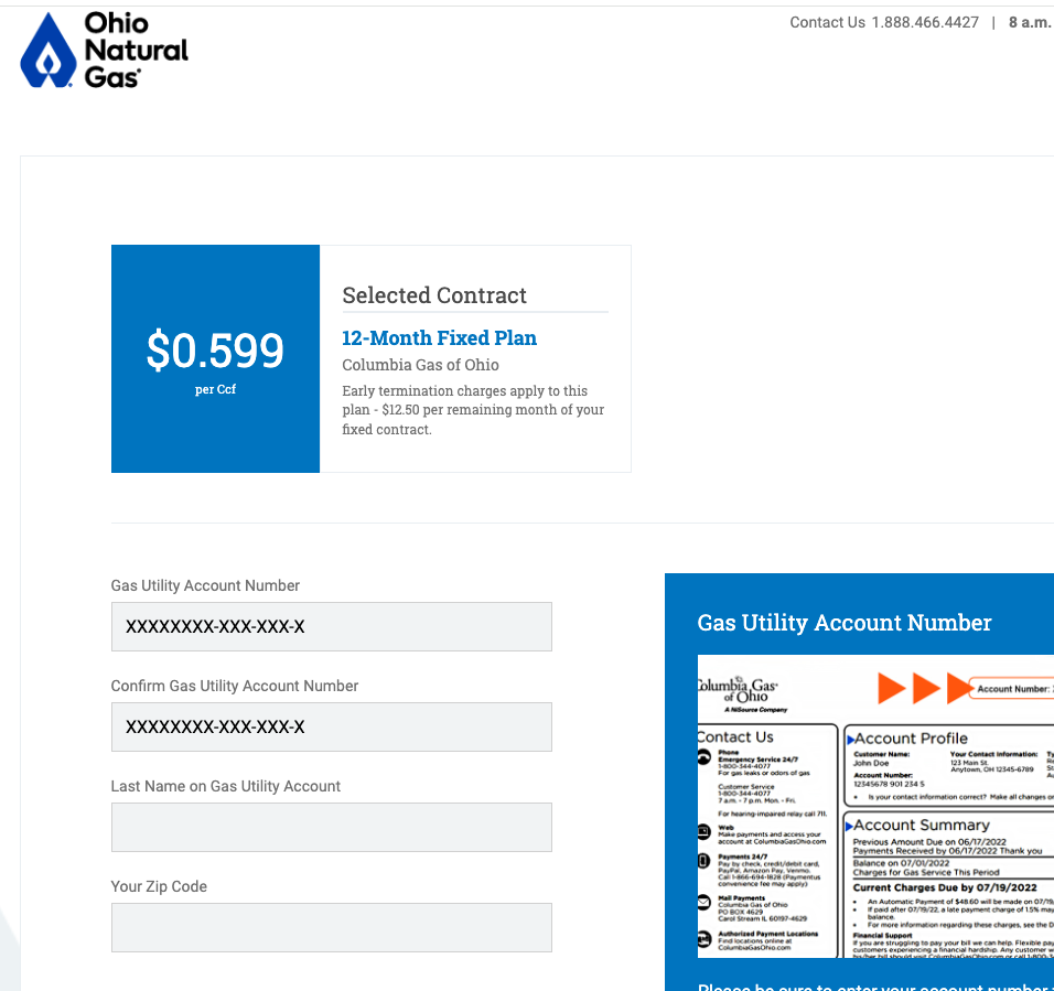 Ohio Natural gas rate