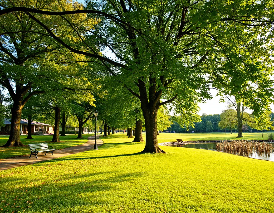 Public park setting in Sheffield, Alabama