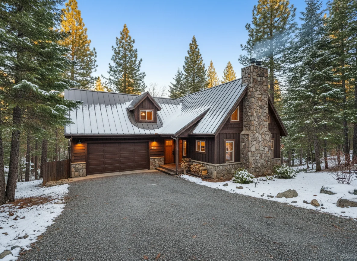 Well-maintained cabin exterior in Strawberry, California