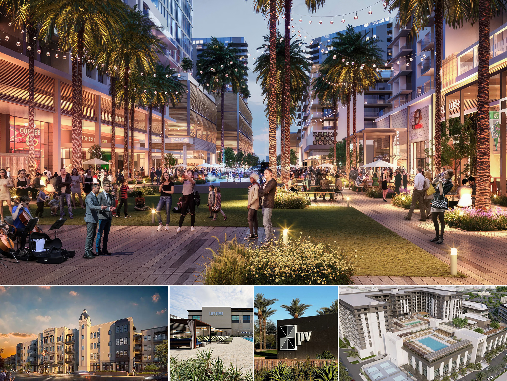 Luxury apartment and mixed‐use tower at the PV redevelopment site (former Paradise Valley Mall) in Phoenix, Arizona