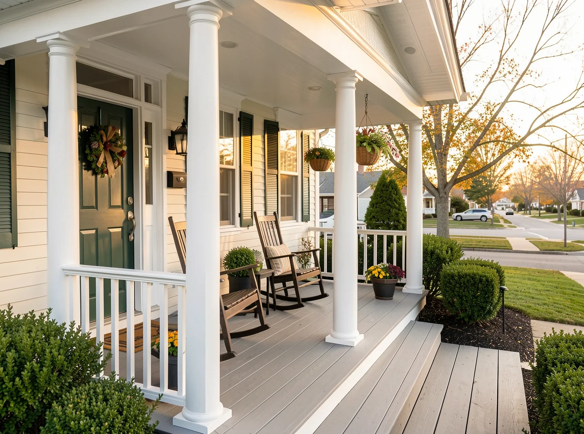 Well-prepared Bourne home exterior with welcoming front porch