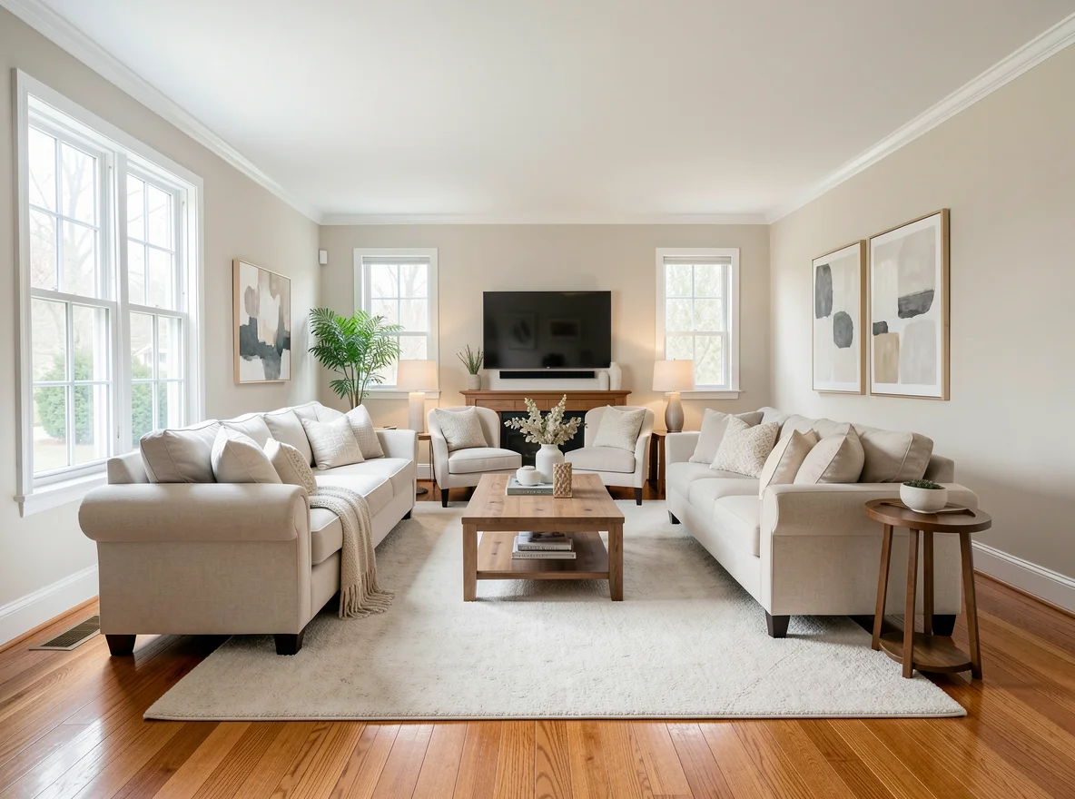 Staged interior of a Massachusetts home