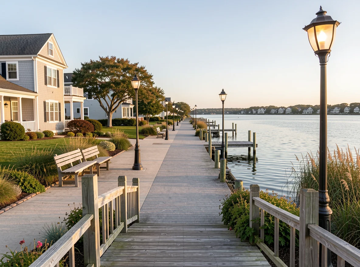 Cape Cod waterfront neighborhood scene