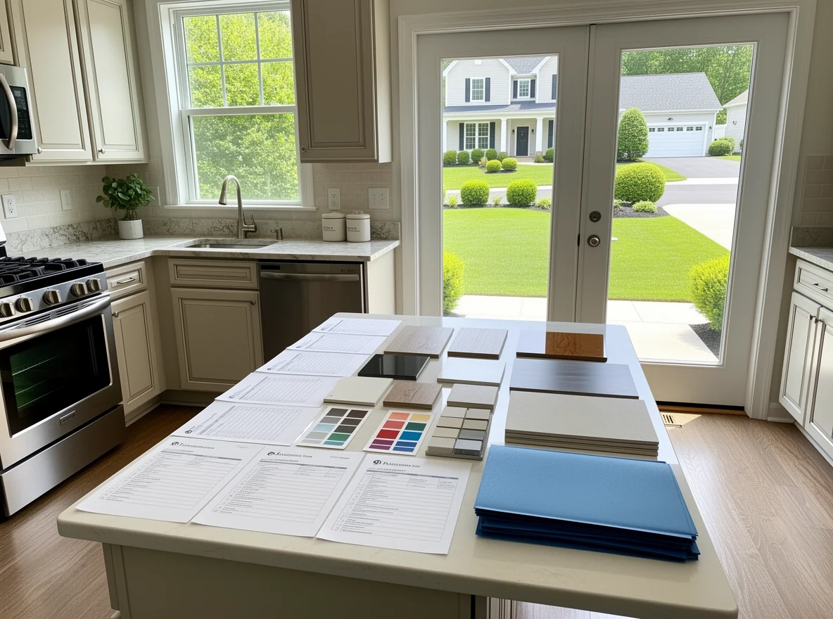 Real estate prep planning with checklist and materials in a bright home setting
