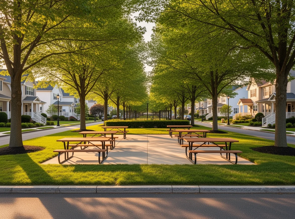 Community gathering in a park in Ridgefield Park, New Jersey