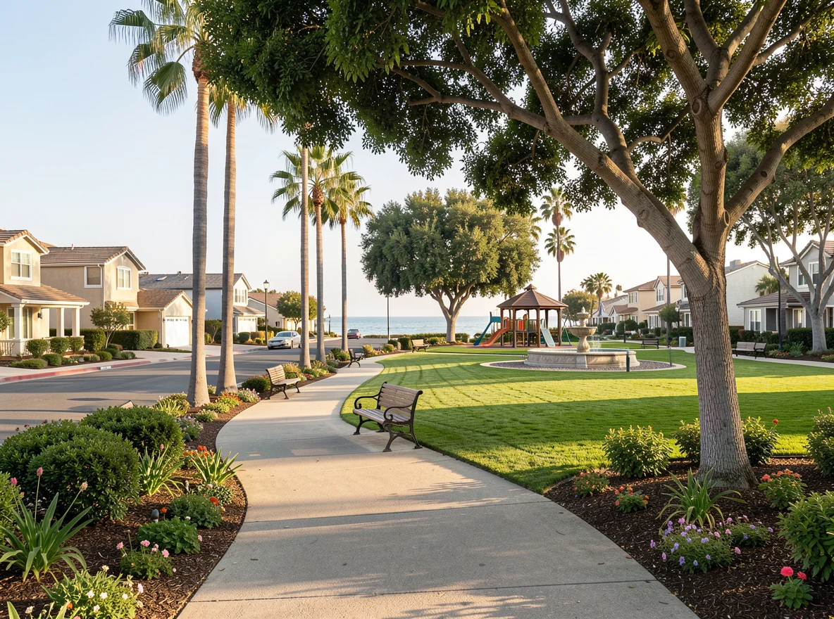 Coastal neighborhood scene in Ventura, California