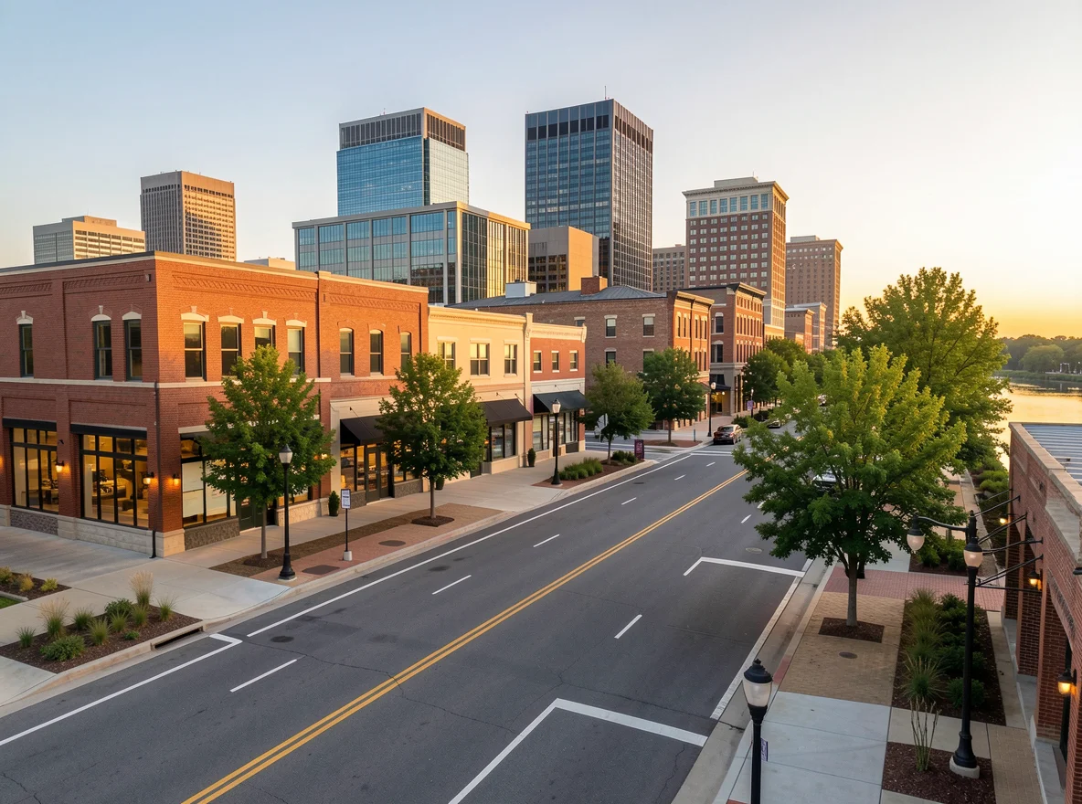 Downtown streetscape in Springdale, Arkansas