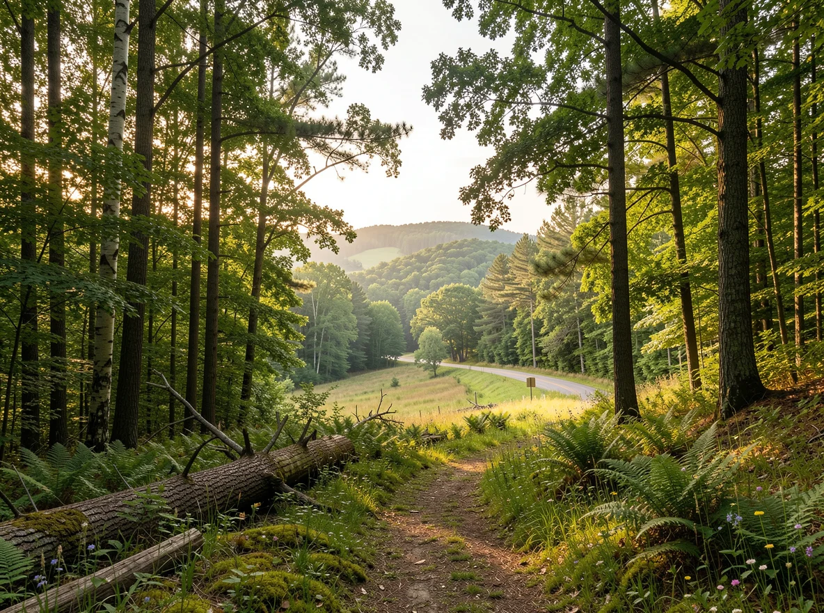 Wooded rural landscape in Crystal Springs, Arkansas