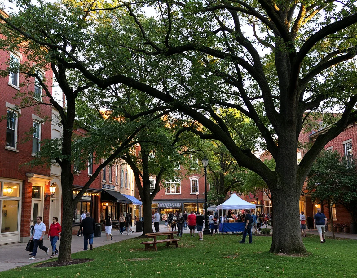 Historic village square in Warren County