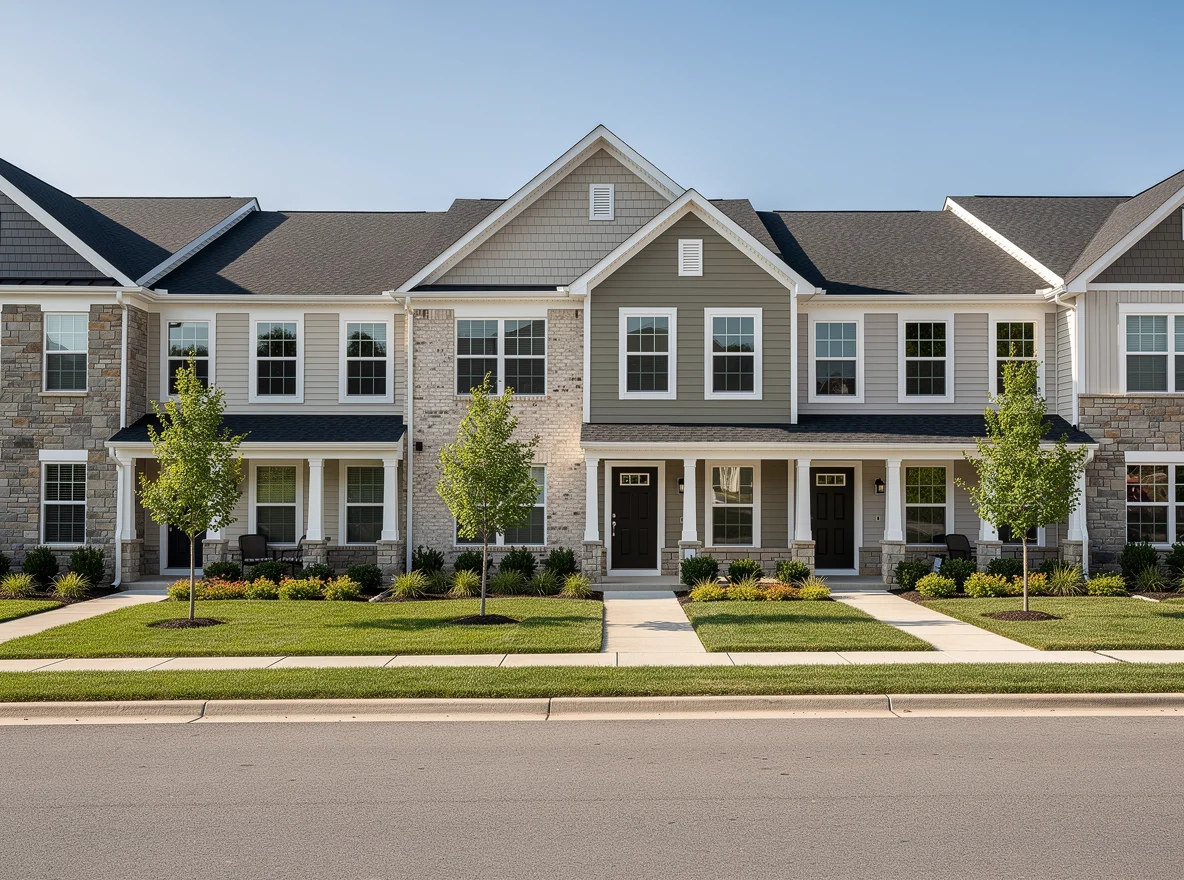 Newer townhomes and sidewalks in Phoenixville