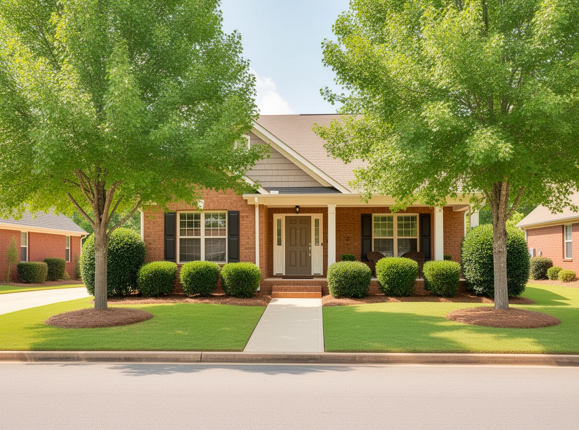 Brick home with a front porch on a quiet Birmingham street