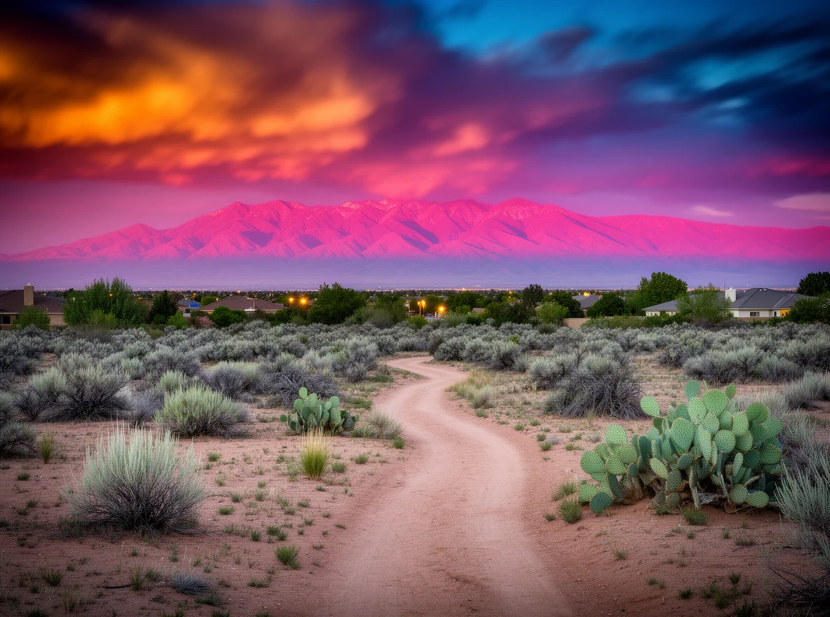 Sandia Mountains sunset near Albuquerque