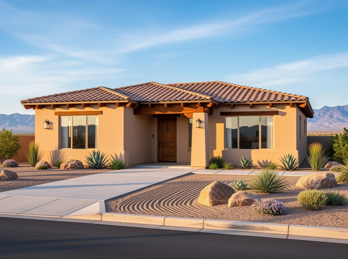 Southwestern-style home exterior in Los Lunas