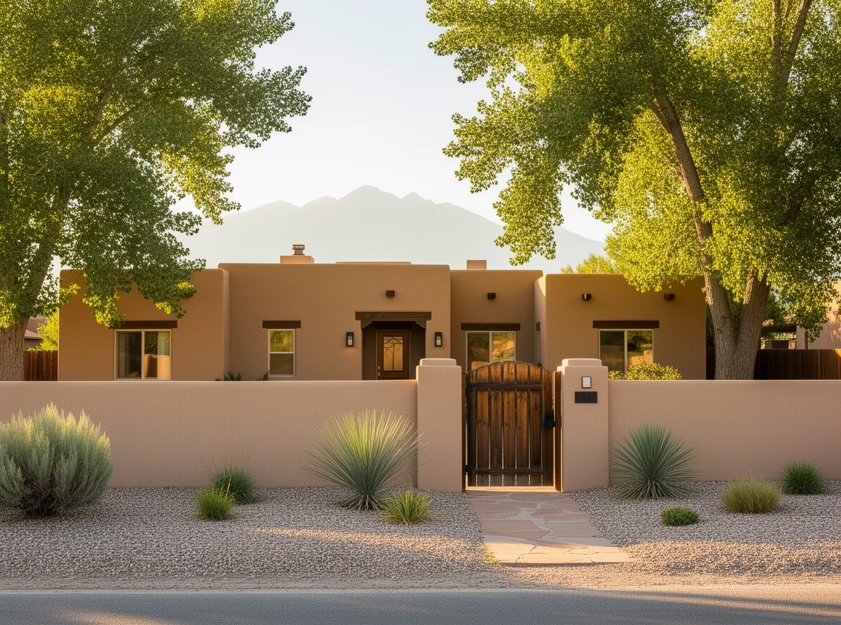 Larger-lot Southwestern home with mature trees in Los Ranchos