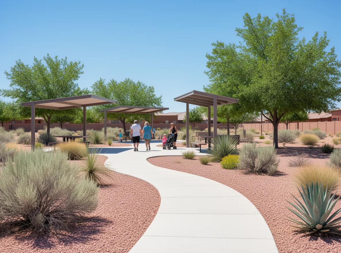 Community park and walking path in Rio Rancho