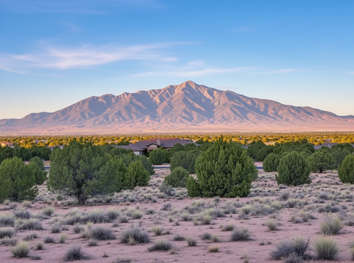 Sandia Mountains view corridor from an acreage homesite